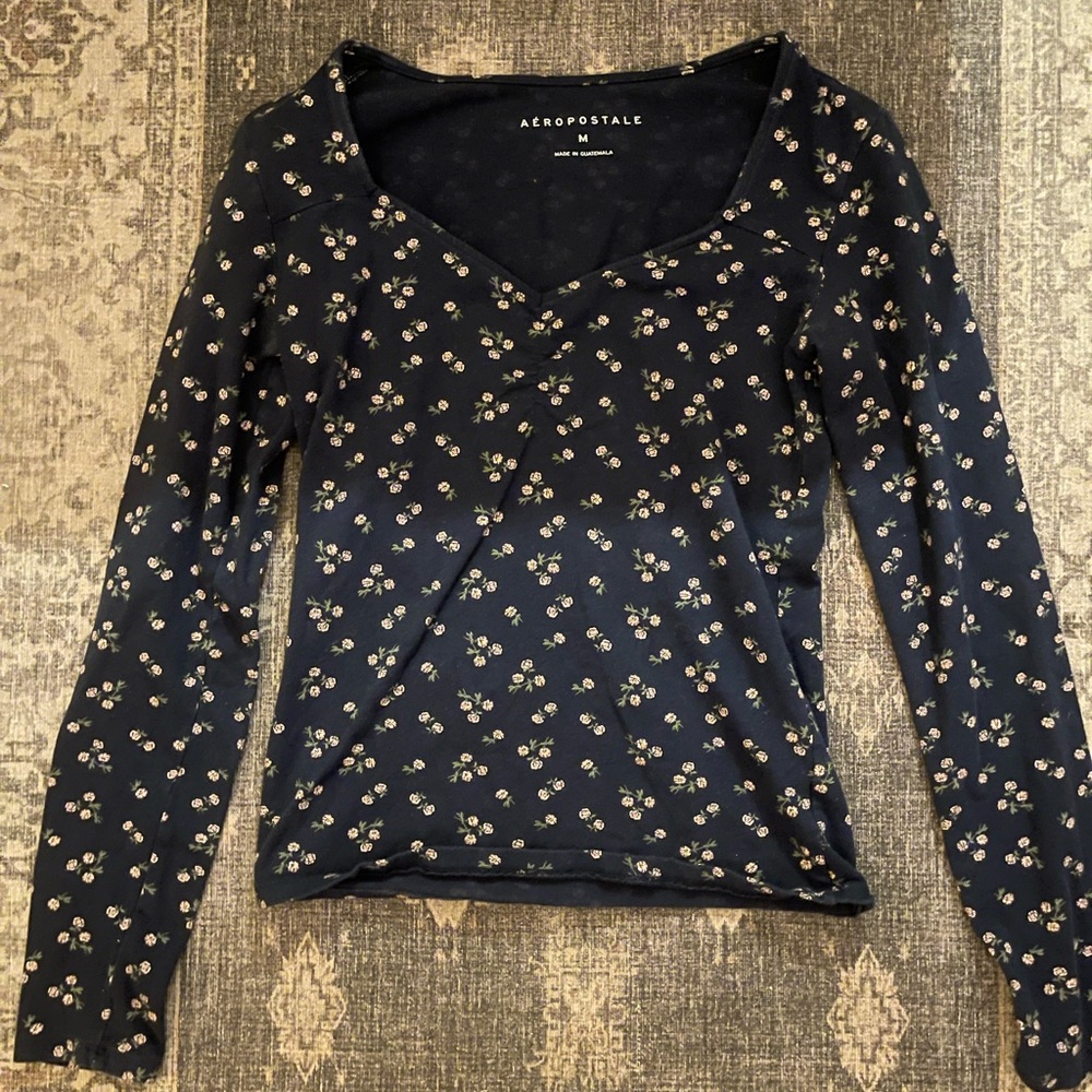Aeropostale Black Wrap Blouse